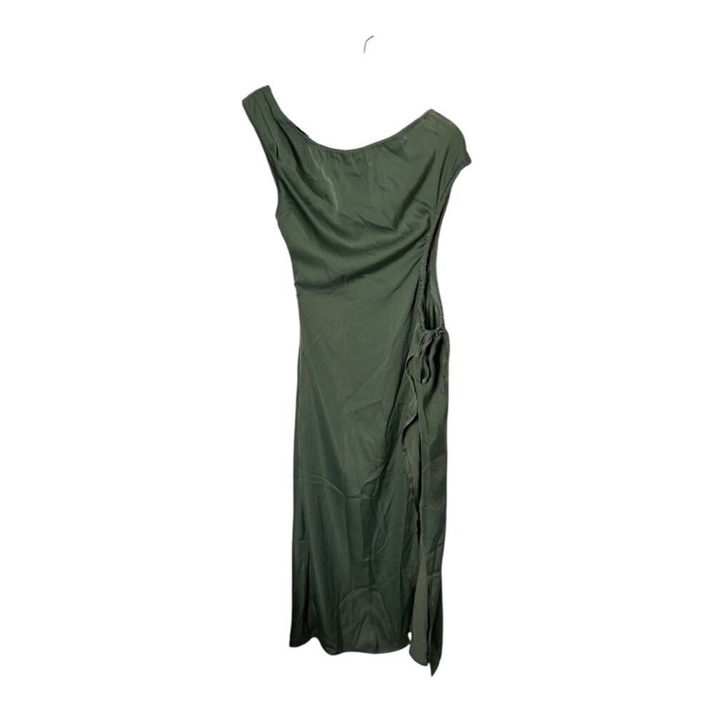 BTFBM Green Sleeveless Asymmetrical Silky Dress With Slit Small